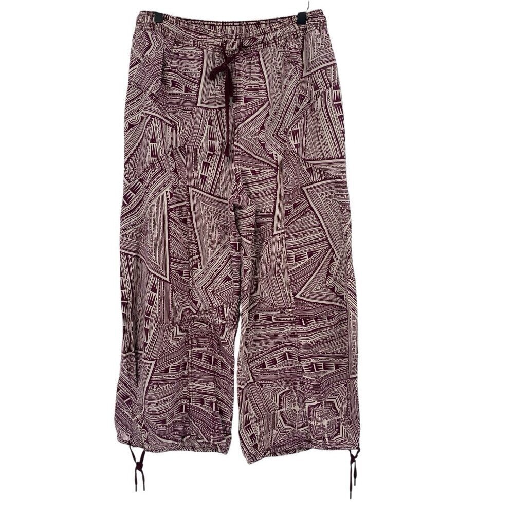 Anthropologie Size Small Printed Harem Pants Cream Aztec Tribal Oversized